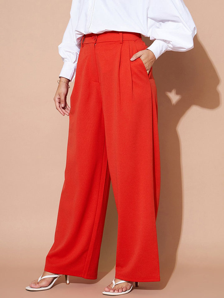 SASSAFRAS BASICS Women Regular Fit Plain Pleated Trousers