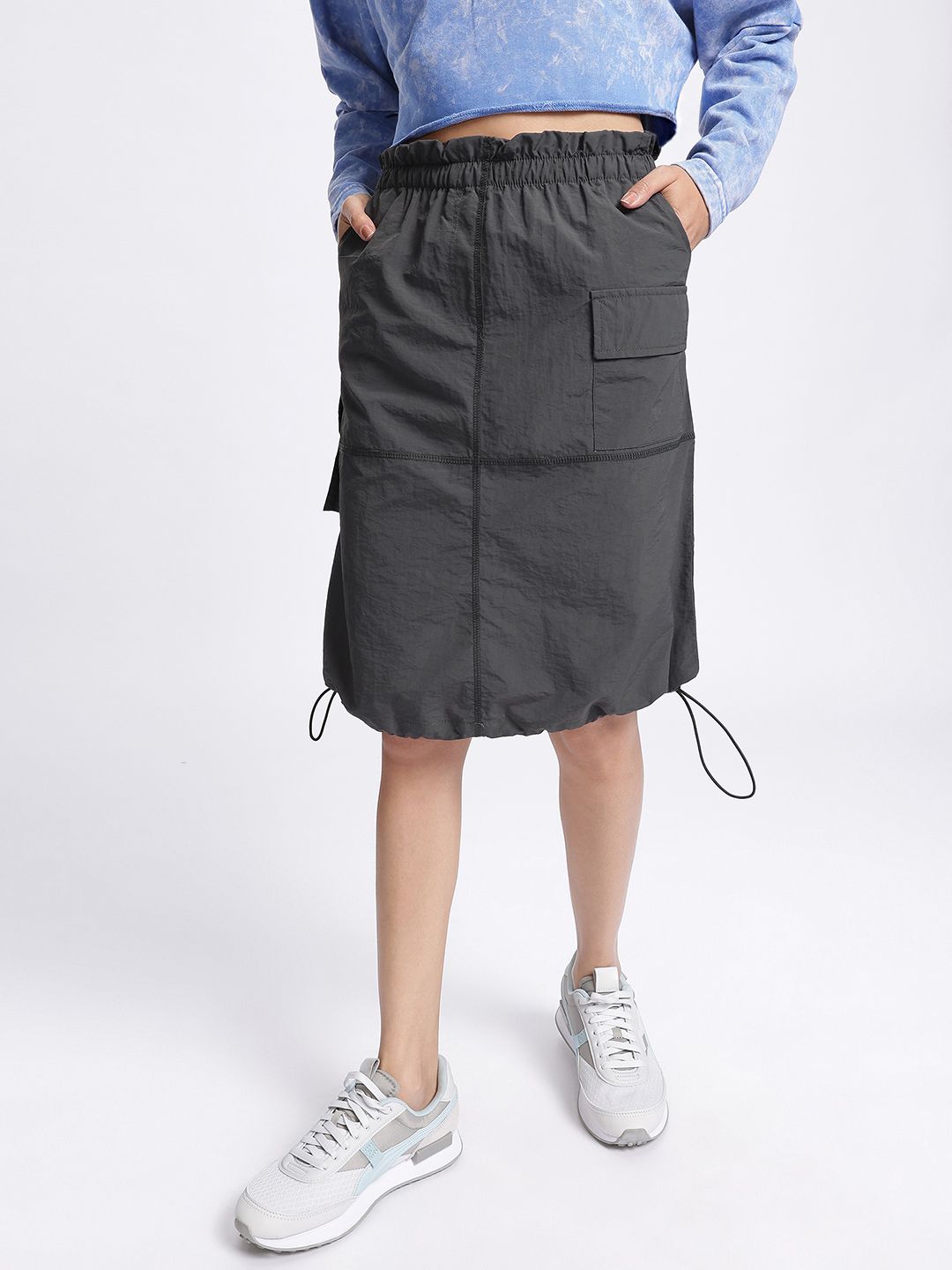 DressBerry Sleek Edge Straight Parachute Skirt with Toggled Hem