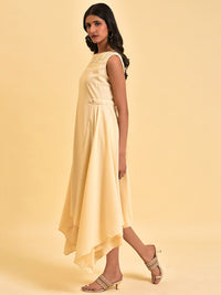 W Cream Lace Detailed Boat Neck A-Line Midi Dress