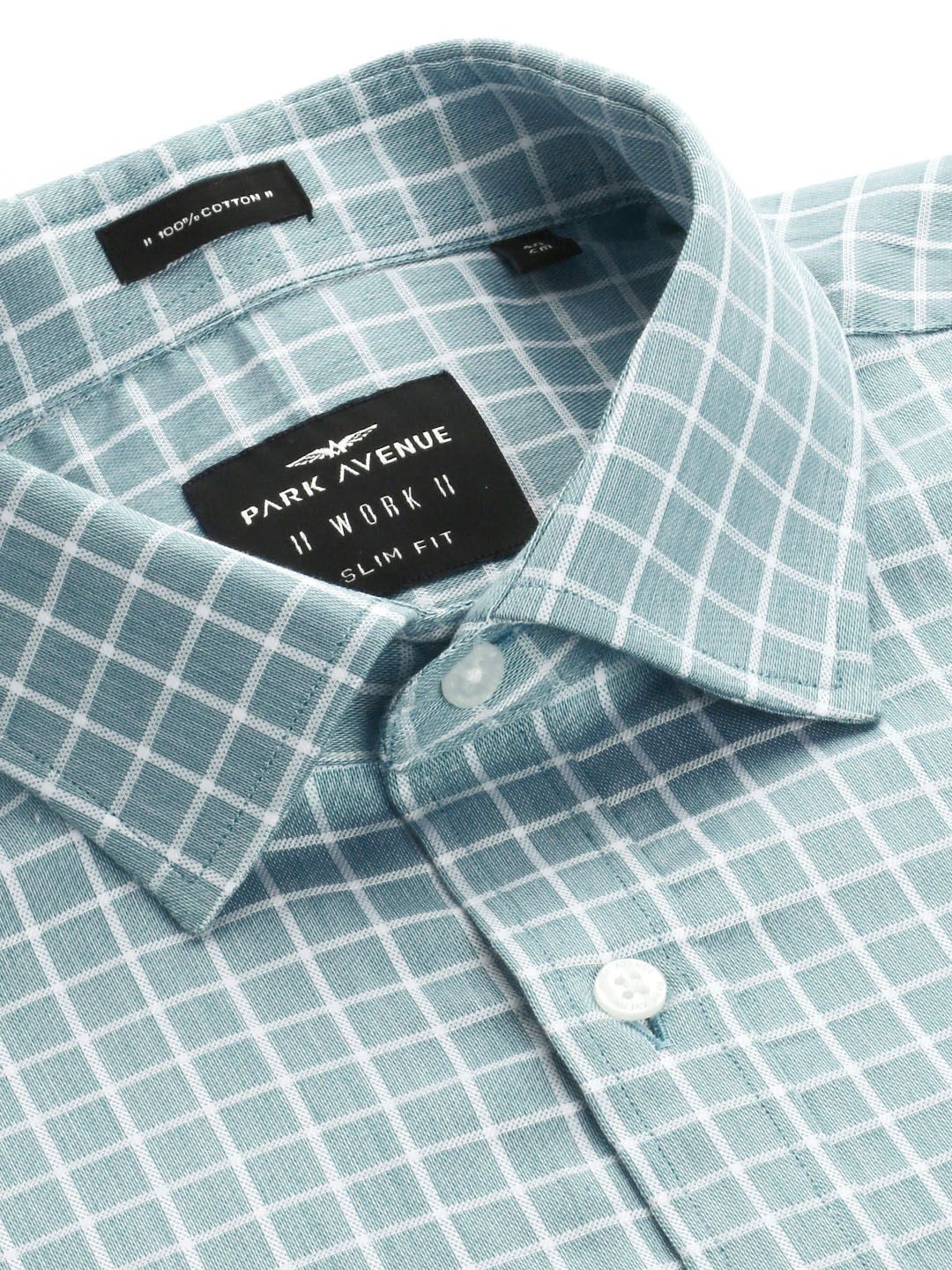 Park Avenue Men Pure Cotton Slim Fit Grid Tattersall Checks Opaque Formal Shirt