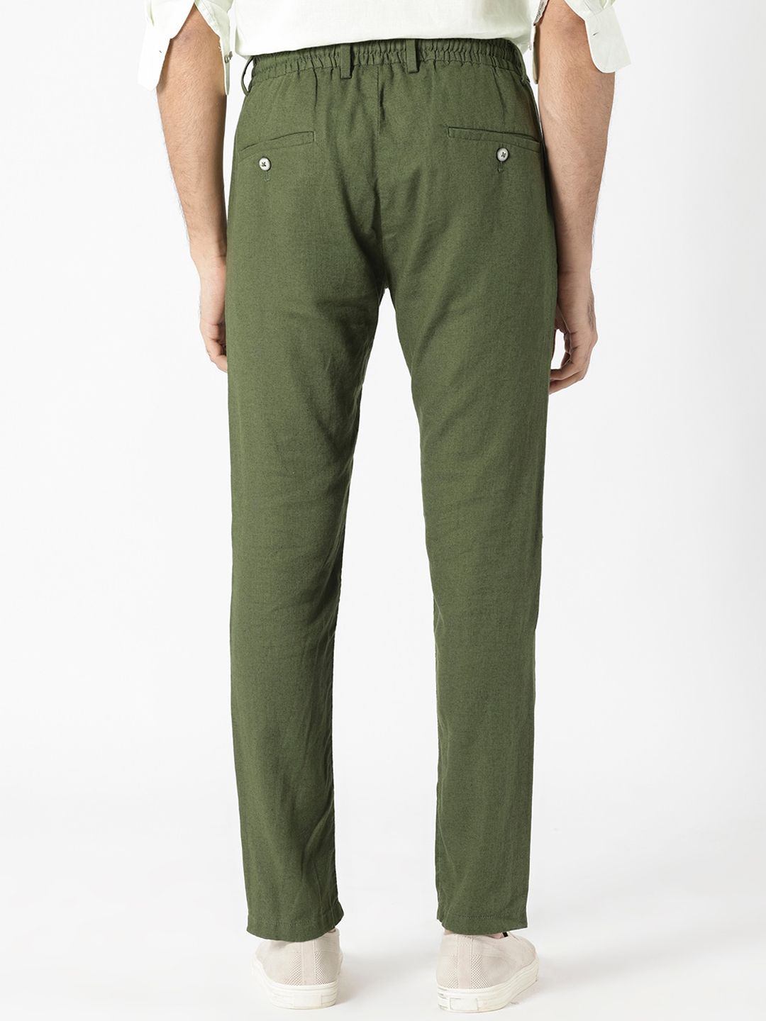 RARE RABBIT Men Linac Drawstring Slim Fit Cotton Trouser