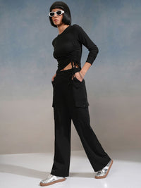 Street By Tokyo Talkies Women Straight Fit High-Rise Cargos Trousers