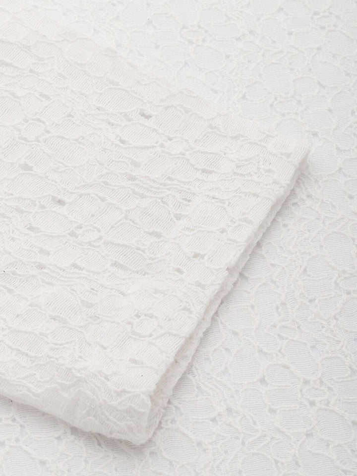 style quotient women Schiffli Puff Sleeve Cotton Regular Top