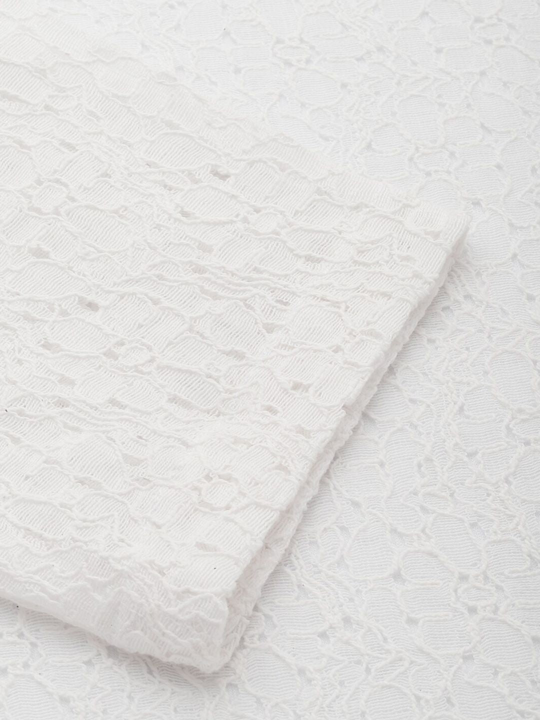 style quotient women Schiffli Puff Sleeve Cotton Regular Top