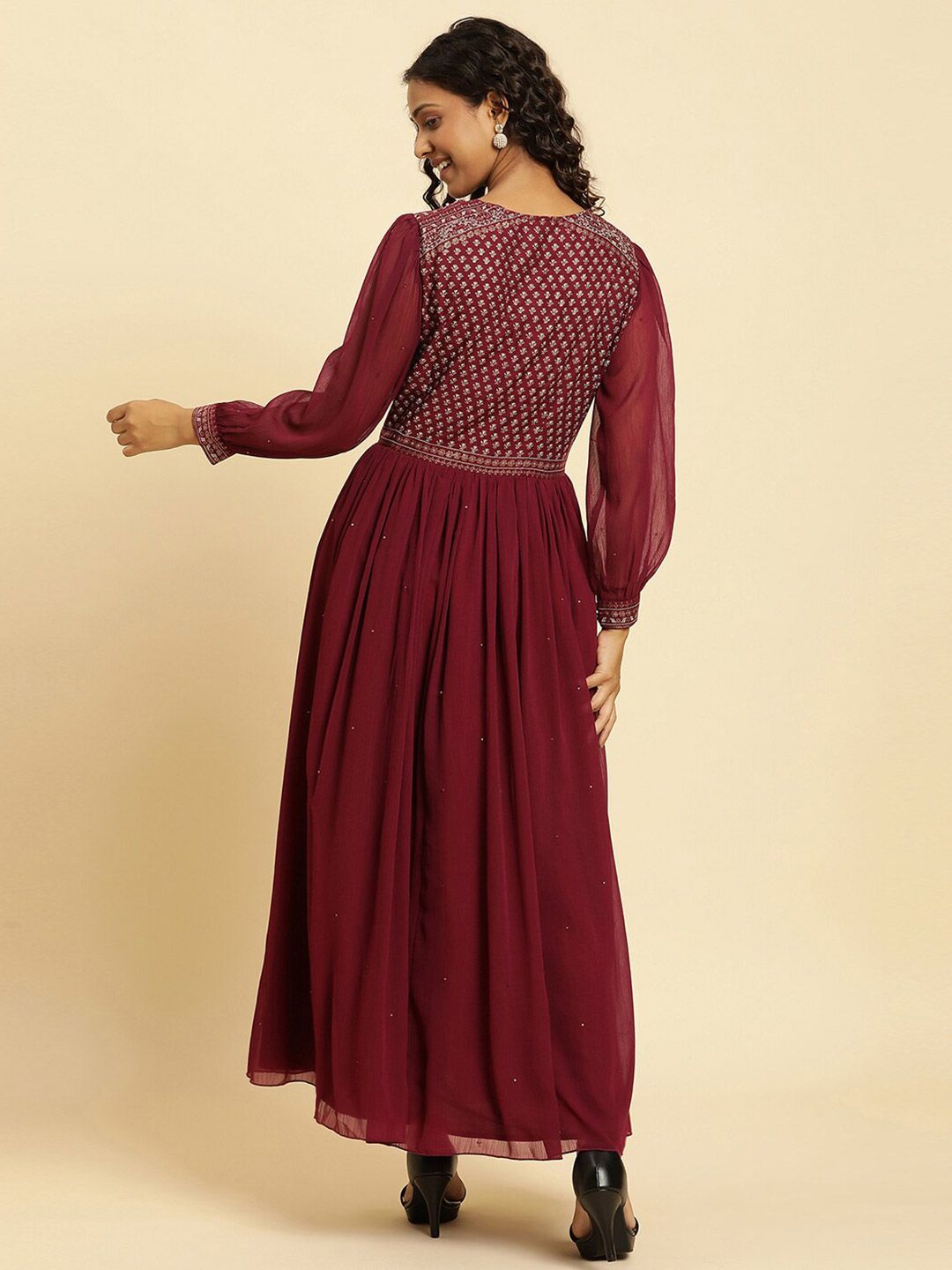 W Floral Embroidered Maxi Ethnic Dress