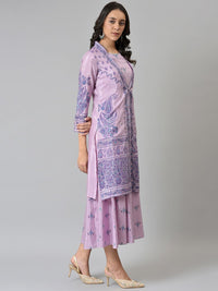 W Purple Women Floral Printed A-Line Midi Dress