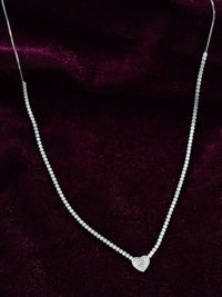 PRIONI 925 Sterling Perak Kalung Jantung Bersalut Rhodium CZ