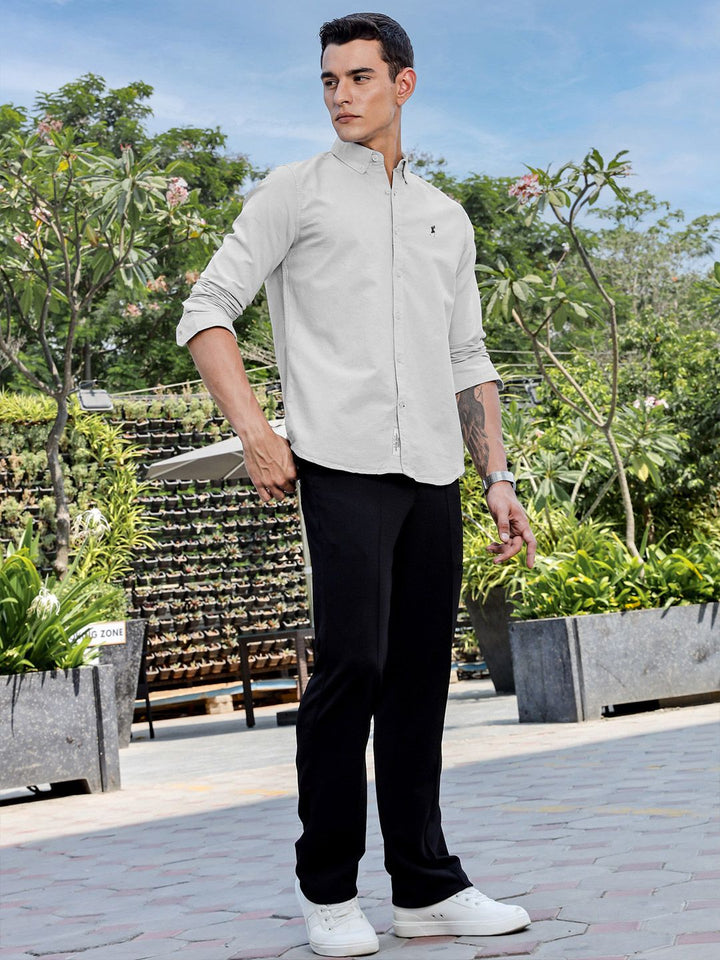 Thomas Scott Men Premium Fit Button-Down Collar Solid Cotton Casual Shirt