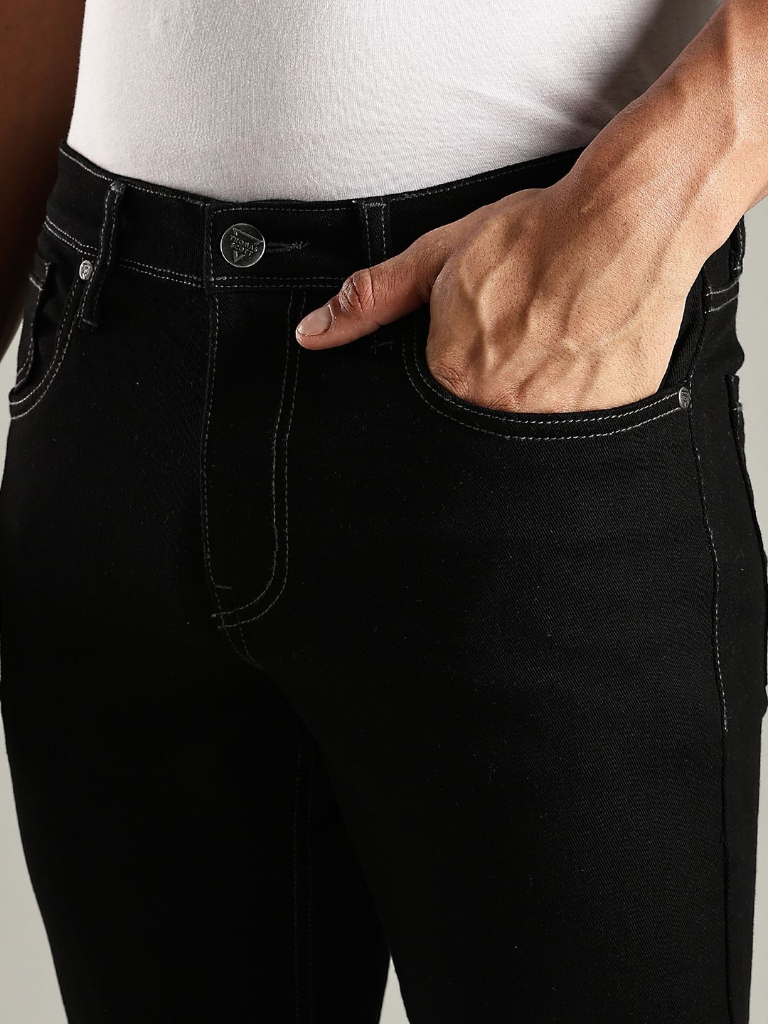 Thomas Scott Men Original Straight Fit Mid-Rise Clean Look No Fade Stretchable Jeans