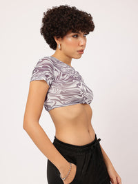 DressBerry Net-Worthy Abstract Print Crop Top