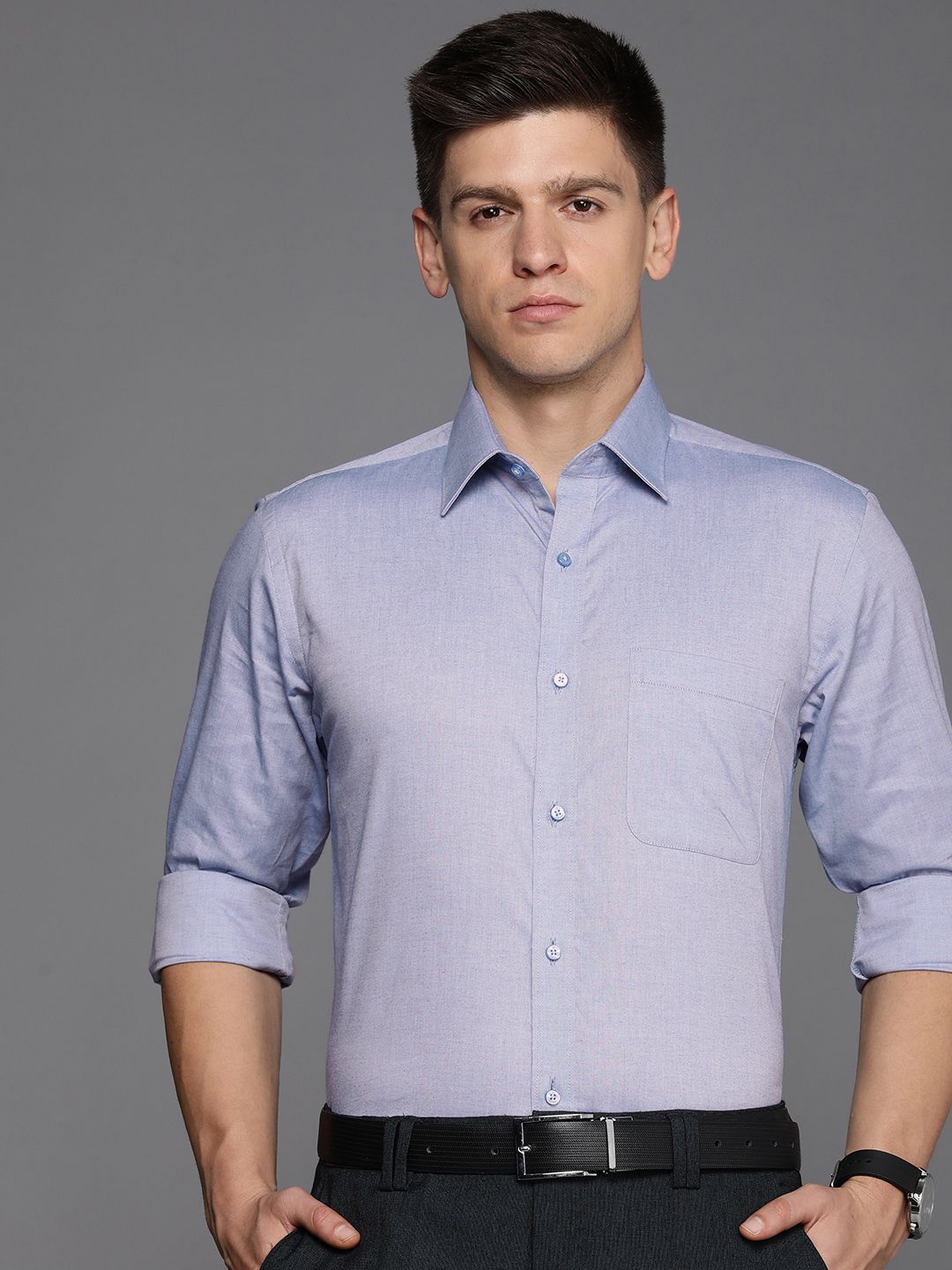 Raymond Self Design Slim Fit Pure Cotton Formal Shirt