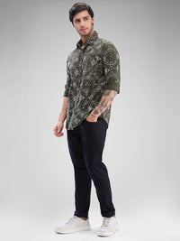 SPYKAR Men Slim Fit Abstract Opaque Printed Casual Shirt