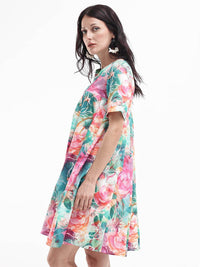 RAREISM Women Floral Print Cotton A-Line Dress