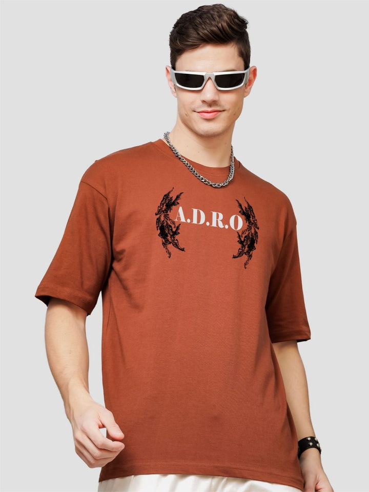 ADRO Lelaki Baju T-Shirt Bersaiz Besar Kapas Lengan Jatuh Bercetak Grafik