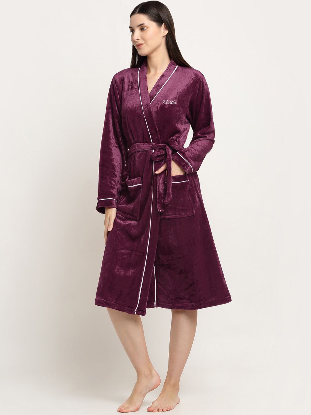 KLOTTHE Wool Bath Robe with Belt
