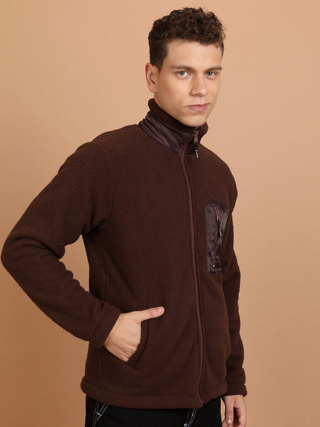 HIGHLANDER Mock Collar Front-Open Sweatshirt