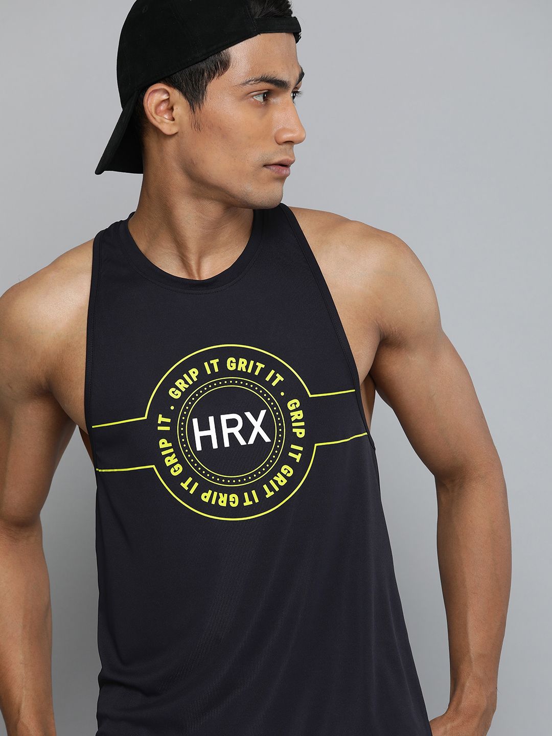 HRX by Hrithik Roshan Training Men Black Rapid-Dry Typography Printed T-shirt