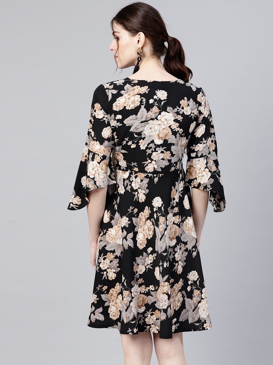 Gerua By Libas Women Black  Beige Printed Wrap Dress