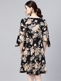 Gerua By Libas Women Black  Beige Printed Wrap Dress