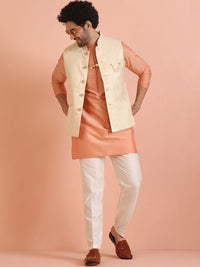 KISAH Men Ethnic Motifs Mandarin Collar Woven Design Nehru Jacket