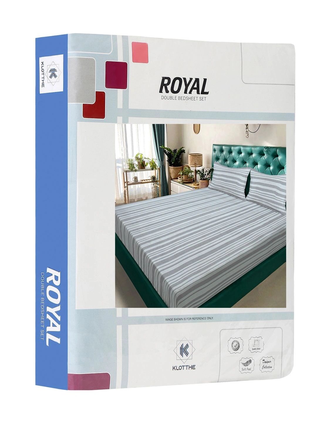 Moda Rapido X KLOTTHE Grey & White Striped 300 TC King Bedsheet with 2 Pillow Covers