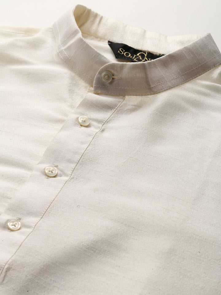 SOJANYA Men Off-White & Blue Solid Kurta with Pyjamas & Nehru Jacket
