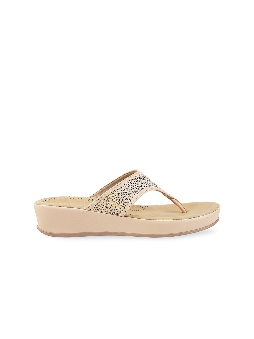 Metro Beige Comfort Sandals with Laser Cuts