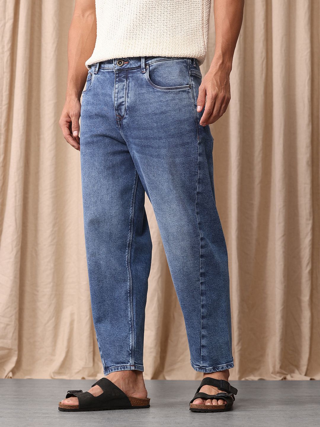 Mr Bowerbird Men Tapered Cropped Light Fade Stretchable Jeans