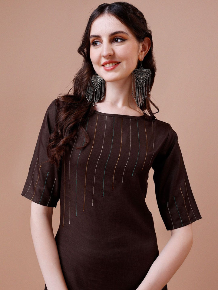 KALINI Regular Thread Work Kurta with Trousers & Dupatta