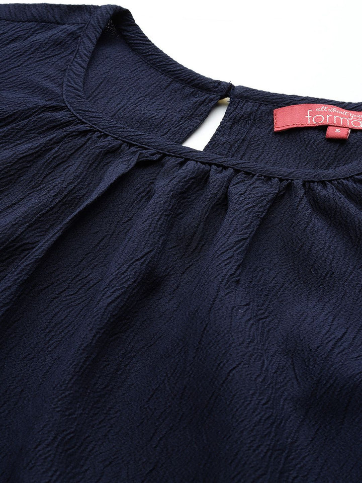all about you Flutter Sleeve Ruffles Indigo Top
