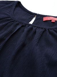 all about you Flutter Sleeve Ruffles Indigo Top