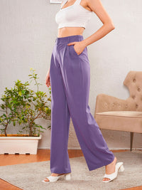 SASSAFRAS worklyf Women Straight Fit Easy Wash Pleated Parallel Trousers