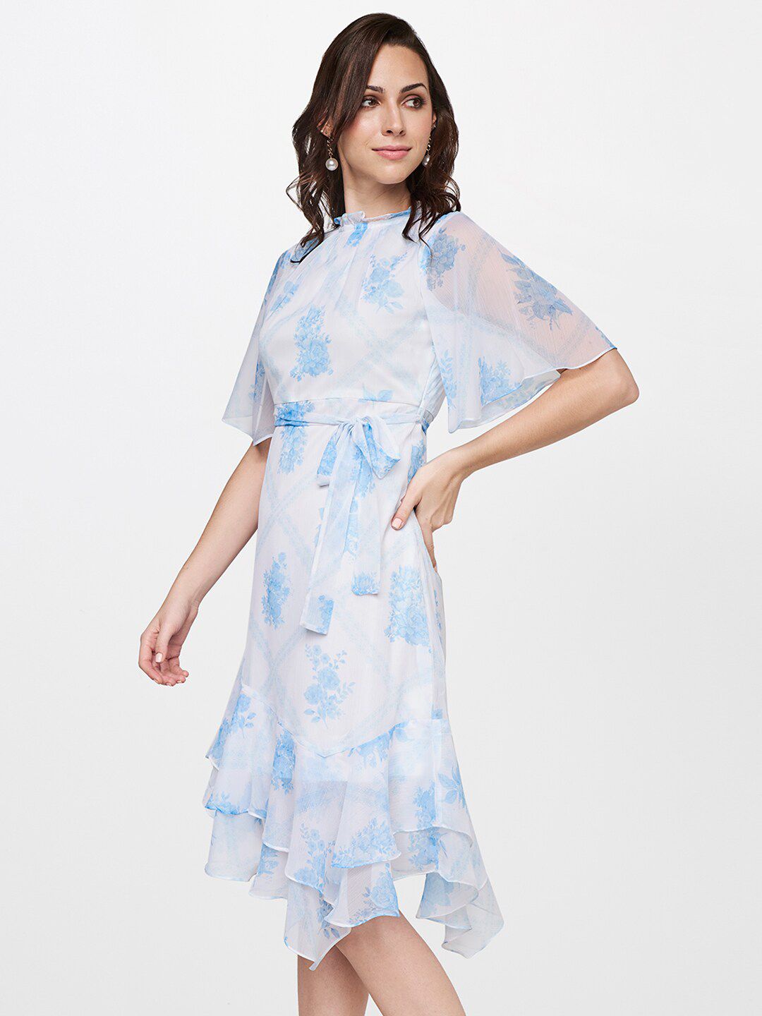 AND White Floral Midi Dress