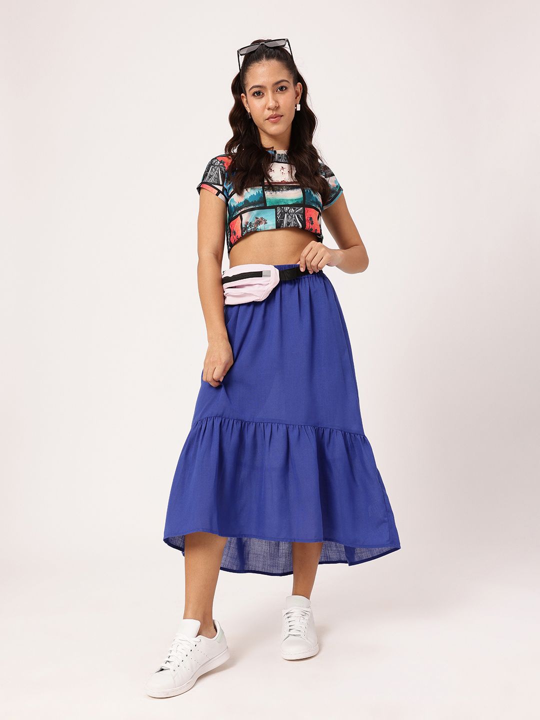 DressBerry Women Effortlessly Chic Gathered A-line Midi Skirt