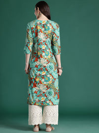 Indo Era Floral Printed Pure Cotton Kurta