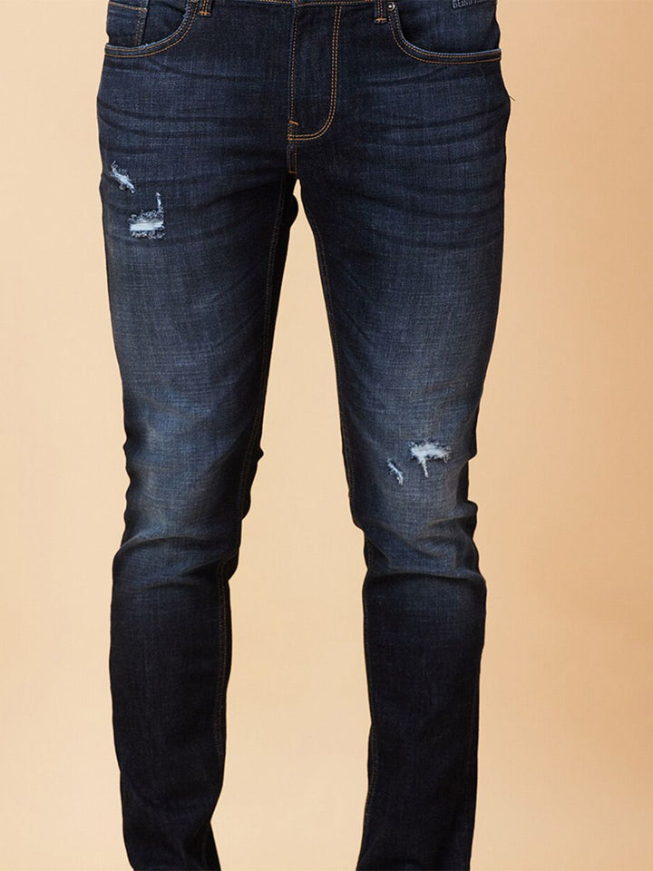 Being Human Men Skinny Fit Mid Rise Low Distress Light Fade Jeans