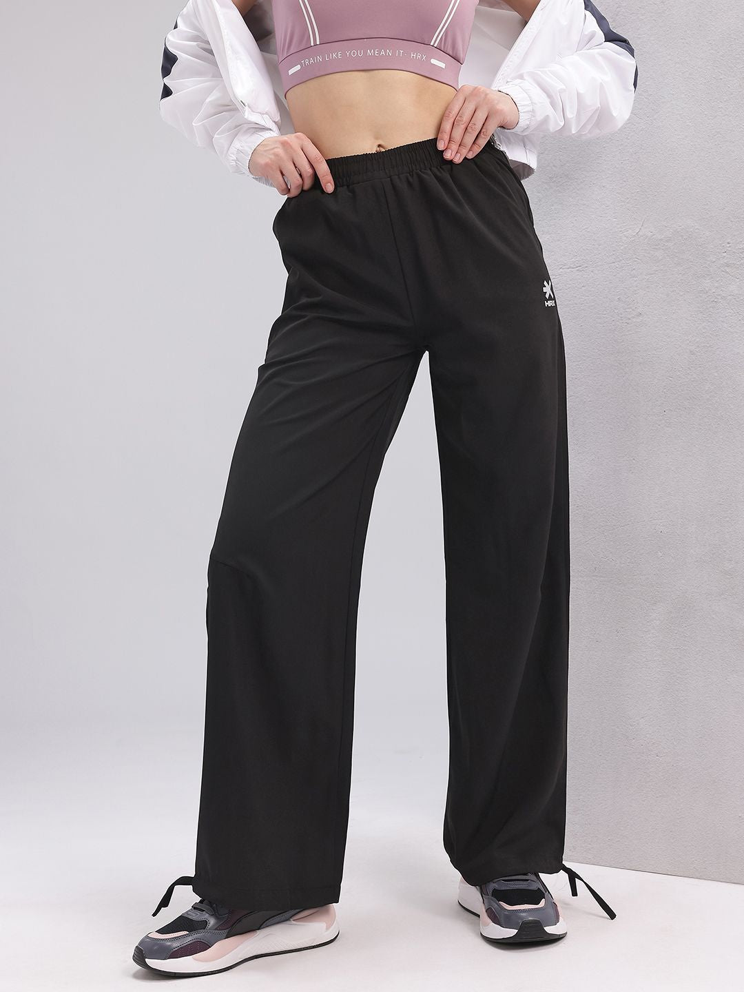 HRX by Hrithik Roshan Women Flared Lifestyle Track Pants with Toggle Hem
