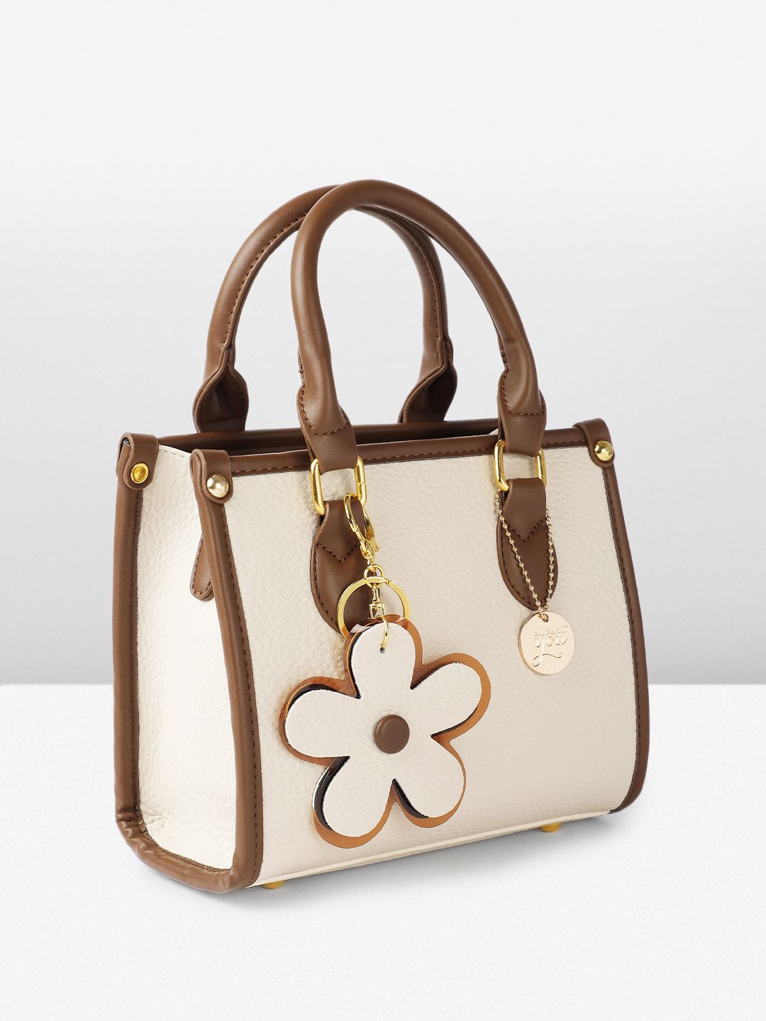 all about you Structured Handheld Bag With Floral  Charm