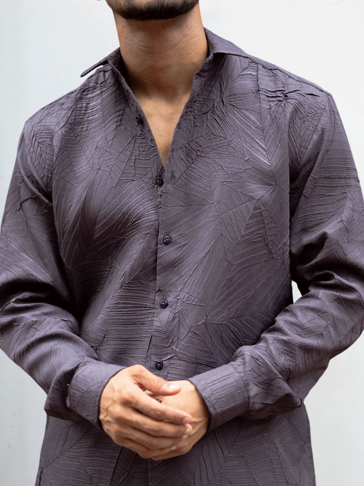 Powerlook Men Spread Collar Solid Cotton Casual Shirt