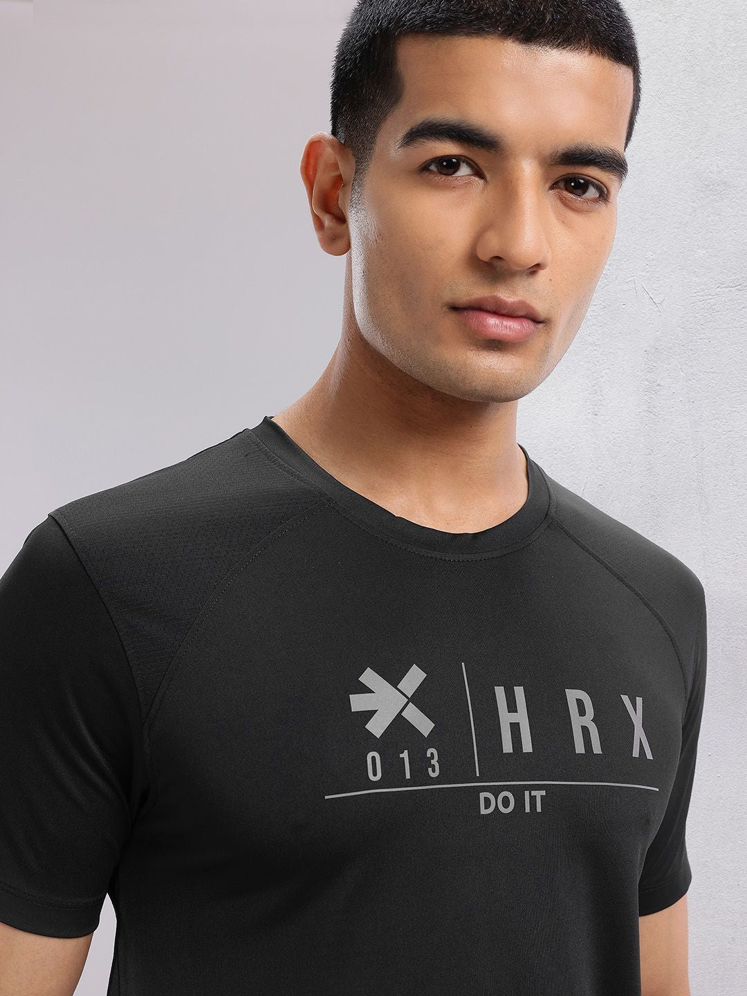 HRX by Hrithik Roshan Brand Logo Printed Raglan Sleeves Rapid-Dry Training T-shirt