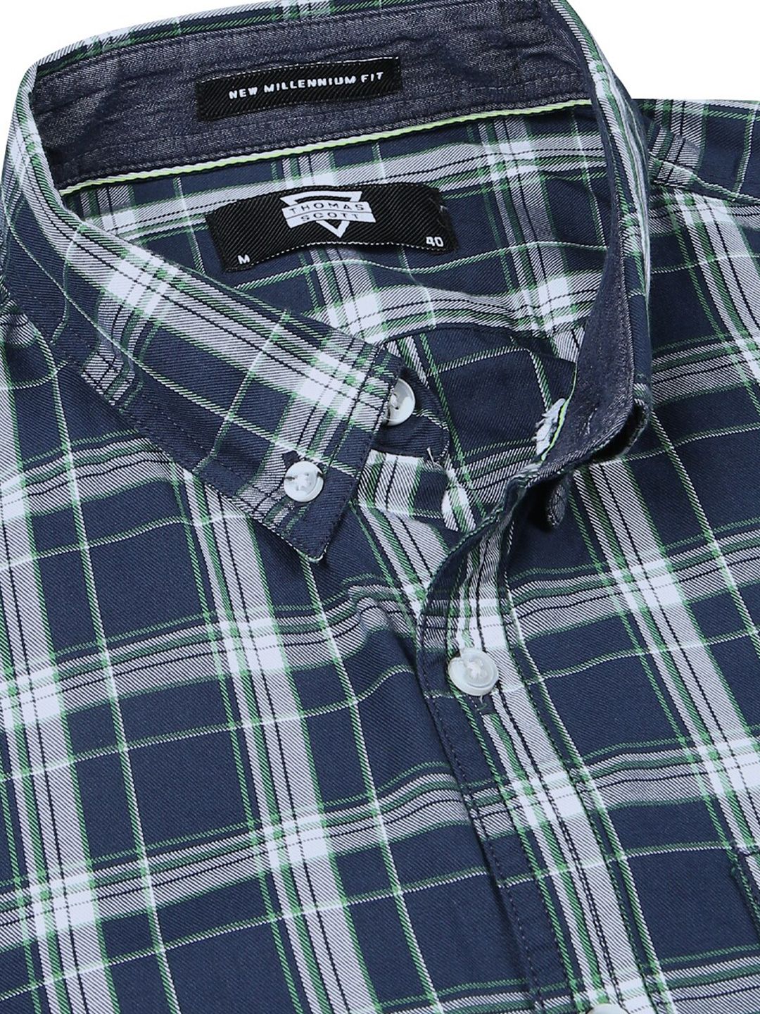 Thomas Scott Standard Slim Fit Tartan Checks Pure Cotton Casual Shirt