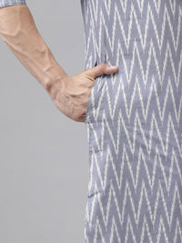 See Designs Geometric Printed Cotton Pathani Kurta