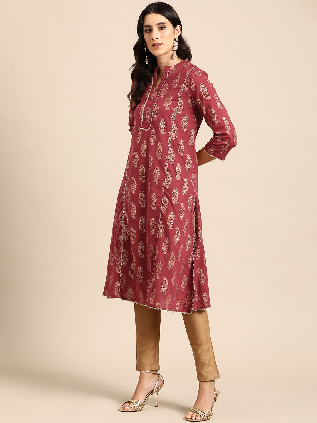 all about you Ethnic Motifs Printed Gotta Patti Kurta