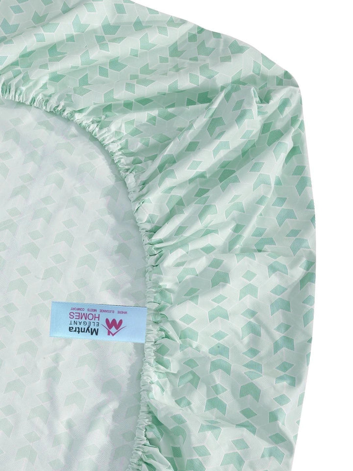 Myntra Elegant Homes Green Geometric 300 TC Single Bedsheet with 1 Pillow Covers