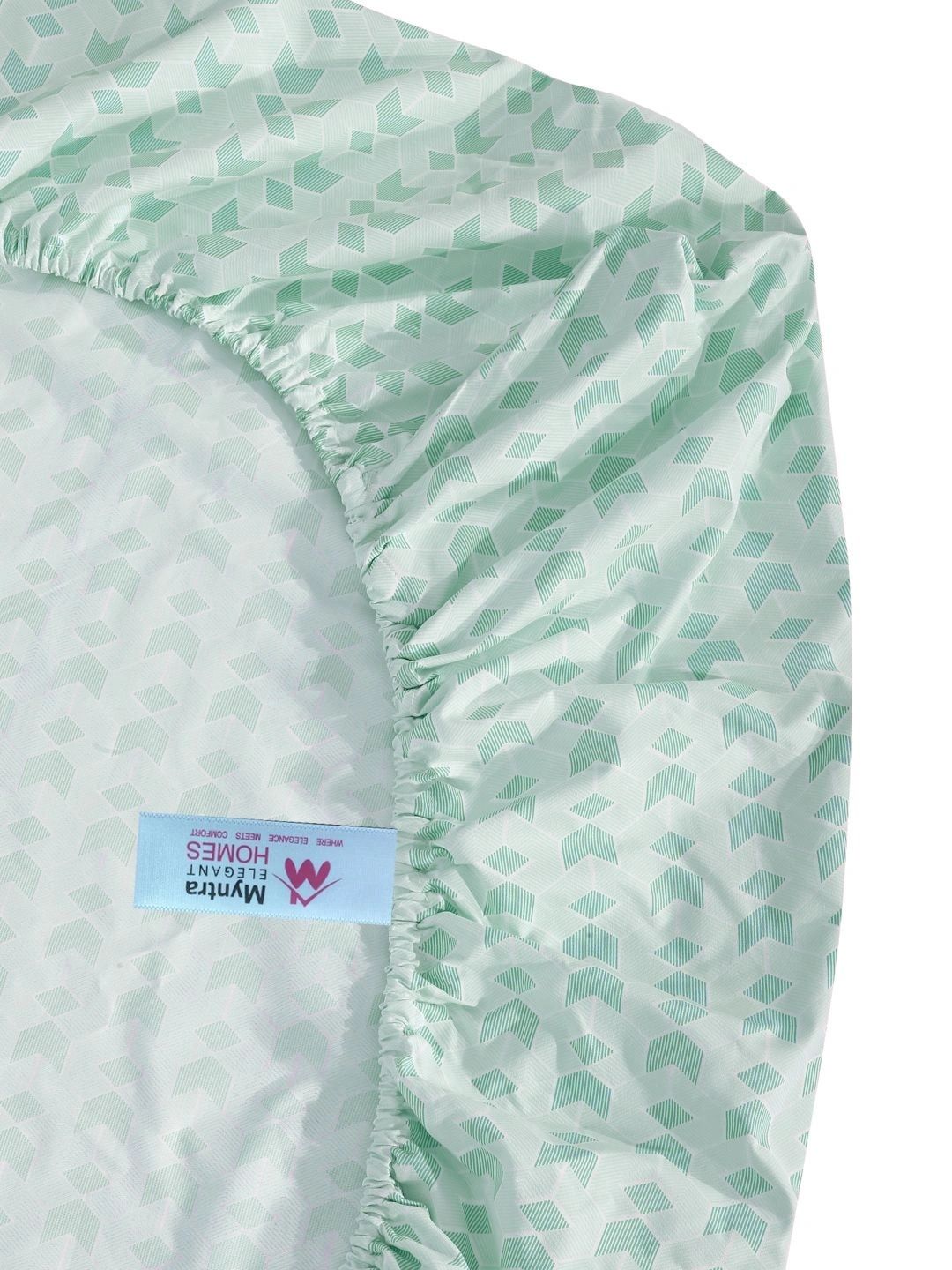 Myntra Elegant Homes Green Geometric 300 TC Single Bedsheet with 1 Pillow Covers