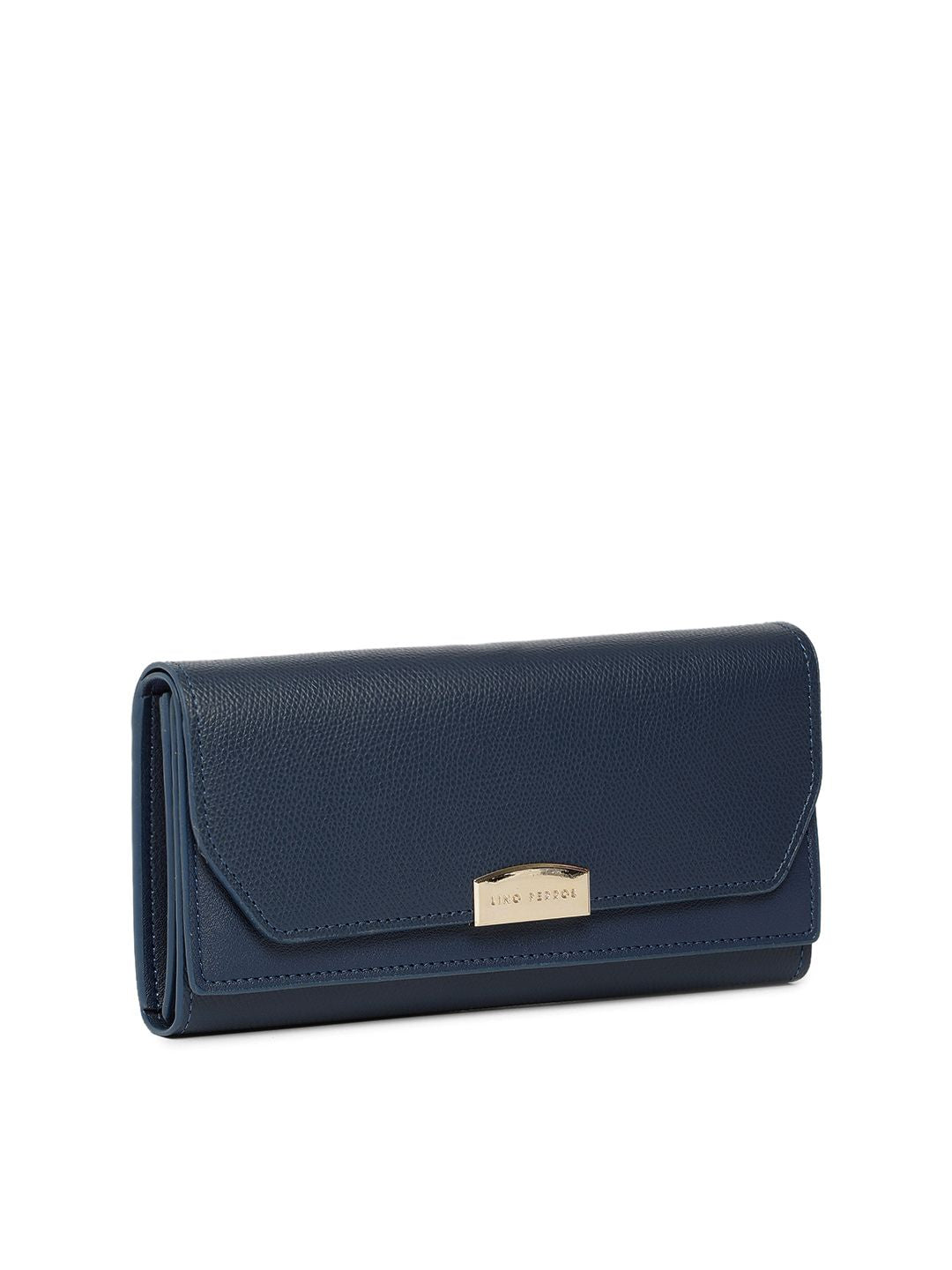 Lino Perros Women Blue Solid Three Fold Wallet