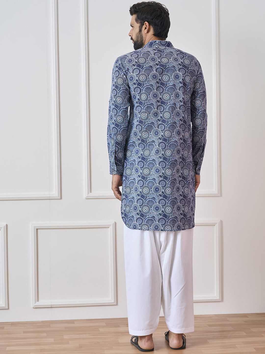 See Designs Shirt Collar Ethnic Motifs Printed Pathani Pure Cotton Kurta