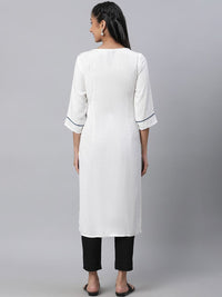 AURELIA Striped Keyhole Neck Pure Cotton Kurta