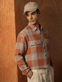 LOCOMOTIVE Premium Men Oversized Oxford Dobby Textured Checked Overshirt
