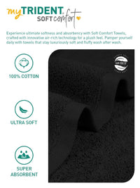 MYTRIDENT Black 3 Pieces Pure Cotton 500 GSM Towel Set